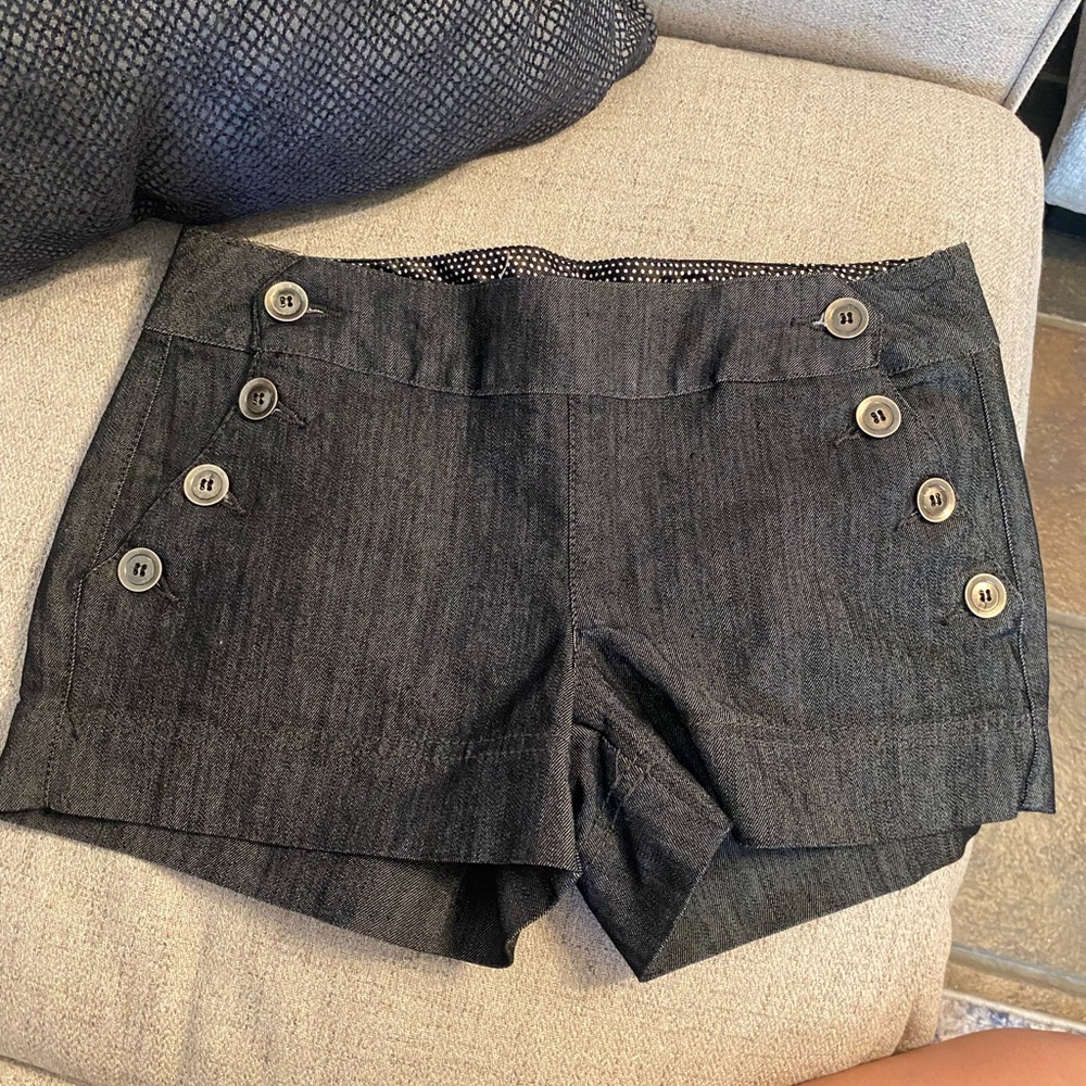 Boom Boom Jeans High Waist Black Button Shorts